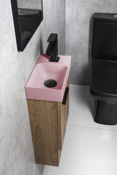 Sapho Sapho, PICCOLINO beton mosdó 30,8x17cm, csaptelep jobb oldalon, matt rózsaszín, PK30521