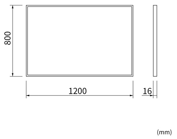 Erga Rectangle, téglalap alakú tükör 120x80 cm, fekete keret, ERG-V01-RECTAGLE-1280-BK