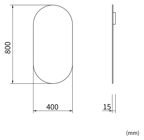 Erga Oval, ovális tükör 40x80cm, ERG-V01-OVAL-4080-CL