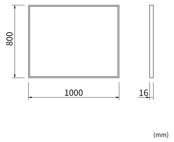 Erga Rectangle, téglalap alakú tükör 100x80 cm, fekete keret, ERG-V01-RECTAGLE-1080-BK