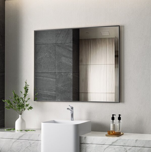 Erga Rectangle, téglalap alakú tükör 100x80 cm, fekete keret, ERG-V01-RECTAGLE-1080-BK