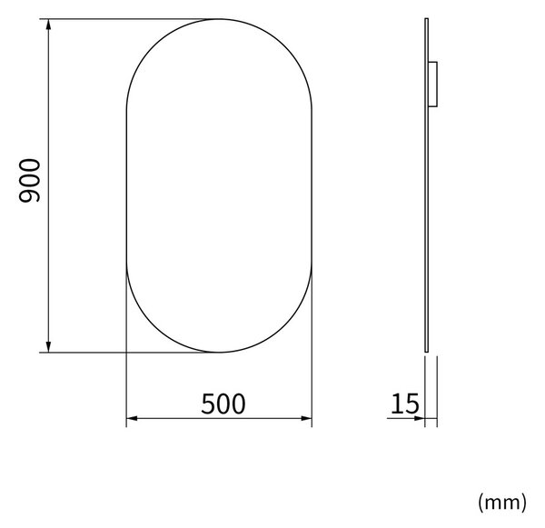 Erga Oval, ovális tükör 50x90cm, ERG-V01-OVAL-5090-CL