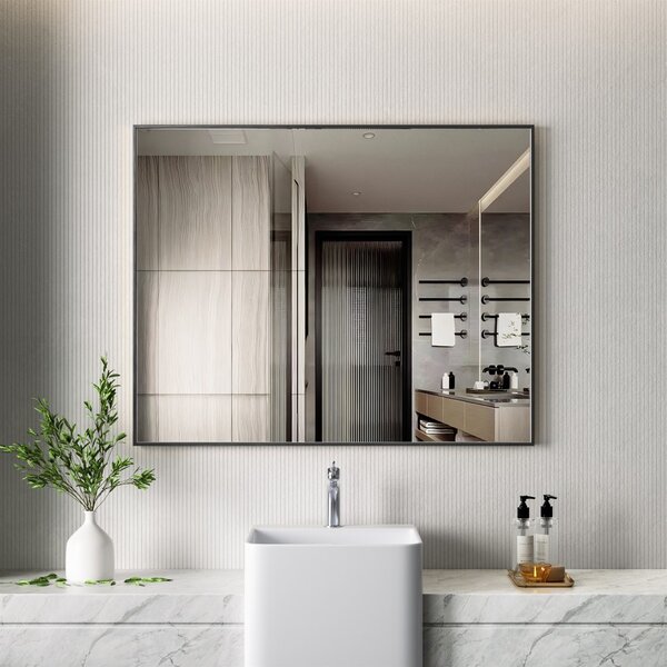 Erga Rectangle, téglalap alakú tükör 100x80 cm, fekete keret, ERG-V01-RECTAGLE-1080-BK