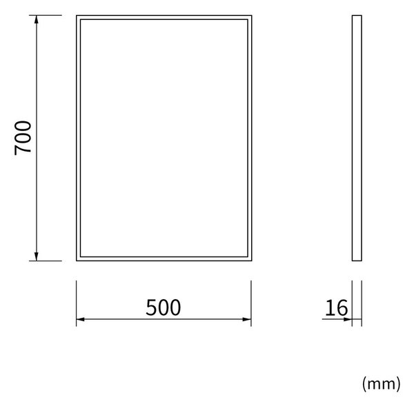 Erga Rectangle, téglalap alakú tükör 50x70 cm, arany keret, ERG-V01-RECTAGLE-5070-GD