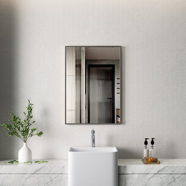 Erga Rectangle, téglalap alakú tükör 50x70 cm, fekete keret, ERG-V01-RECTAGLE-5070-BK