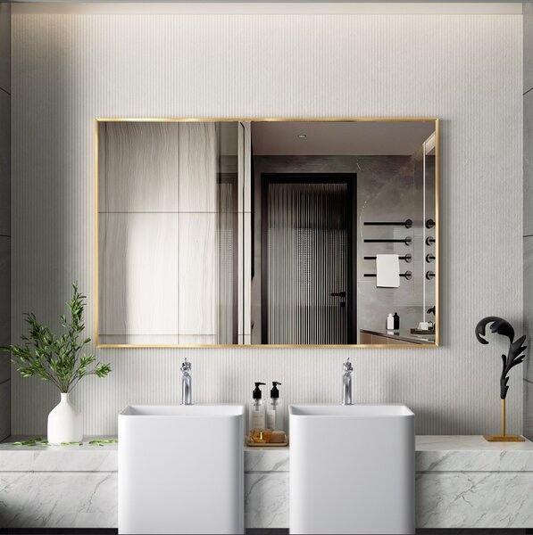 Erga Rectangle, téglalap alakú tükör 120x80 cm, arany keret, ERG-V01-RECTAGLE-1280-GD
