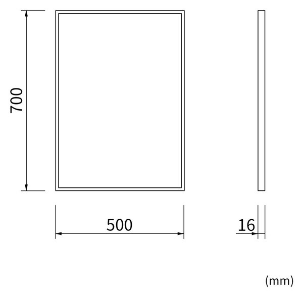 Erga Rectangle, téglalap alakú tükör 50x70 cm, fekete keret, ERG-V01-RECTAGLE-5070-BK
