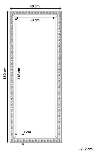 Falitükör MAULEON 50 cm 130 cm Törtfehér