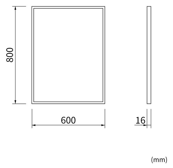 Erga Rectangle, téglalap alakú tükör 60x80 cm, arany keret, ERG-V01-RECTAGLE-6080-GD
