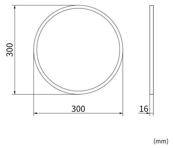 Erga Round, kerek tükör 30cm, arany keret, ERG-V01-ROUND-3030-GD