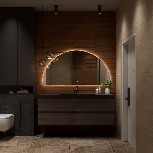 Erga Kori, félkör alakú LED tükör 70x140cm, 2875 lm, 3 világos szín, ERG-V01-KORI-7014-CL