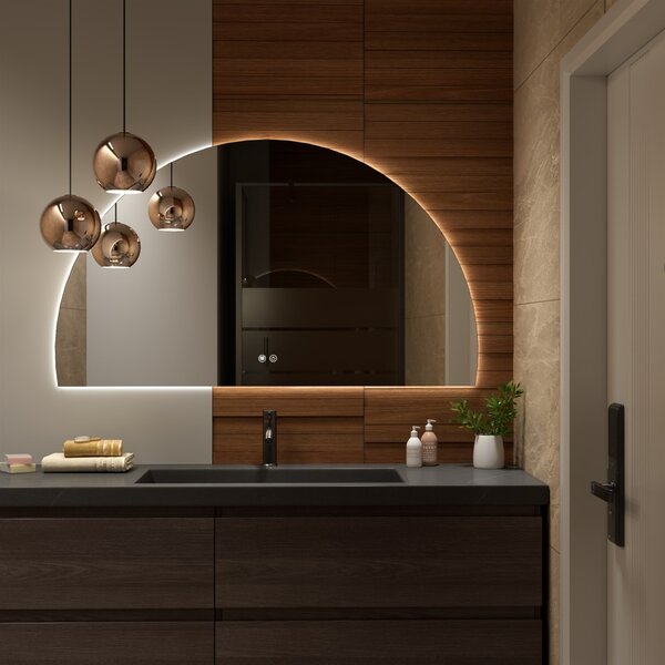 Erga Kori, félkör alakú LED tükör 70x120cm, 2760 lm, 3 világos szín, ERG-V01-KORI-7012-CL
