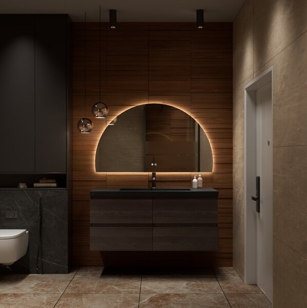 Erga Kori, félkör alakú LED tükör 70x120cm, 2760 lm, 3 világos szín, ERG-V01-KORI-7012-CL