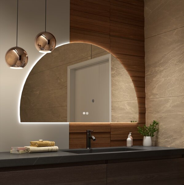 Erga Kori, félkör alakú LED tükör 70x120cm, 2760 lm, 3 világos szín, ERG-V01-KORI-7012-CL