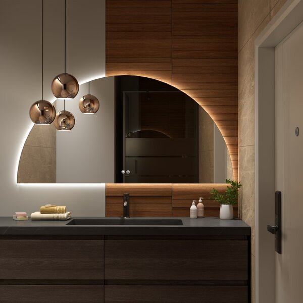 Erga Kori, félkör alakú LED tükör 70x140cm, 2875 lm, 3 világos szín, ERG-V01-KORI-7014-CL