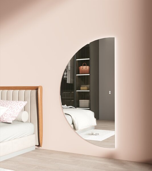 Erga Kori, félkör alakú LED-es tükör 80x140cm, 3105 lm, 3 világos szín, ERG-V01-KORI-8014-CL