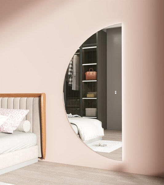 Erga Kori, félkör alakú LED tükör 80x160cm, 3220 lm, 3 fényszín, ERG-V01-KORI-8016-CL