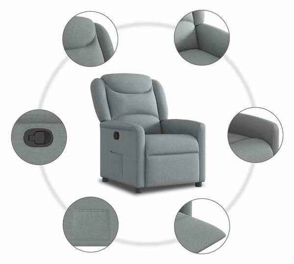 VidaXL világosszürke szövet dönthető fotel
