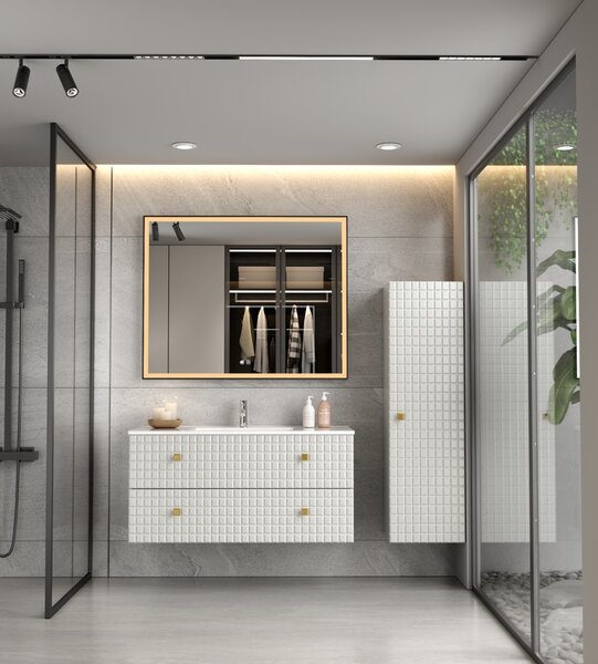 Erga Samira, LED tükör 100x80cm fekete keretben, 2760 lm, 3 fényszín, első/hátsó világítás, ERG-V01-SAMIRA-1080-BK
