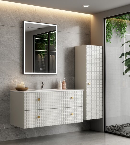 Erga Samira, LED tükör 60x80cm fekete keretben, 2185 lm, 3 fényszín, első/hátsó világítás, ERG-V01-SAMIRA-6080-BK
