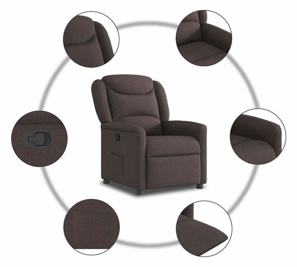 VidaXL sötétbarna szövet dönthető fotel