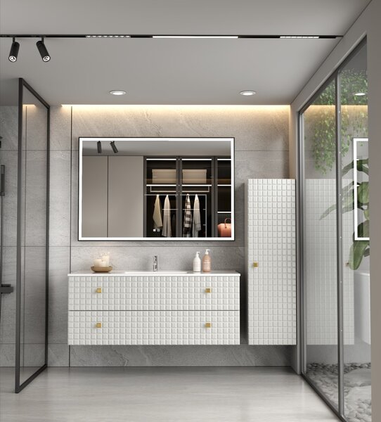 Erga Samira, LED tükör 120x80cm fekete keretben, 3105 lm, 3 fényszín, első/hátsó világítás, ERG-V01-SAMIRA-1280-BK