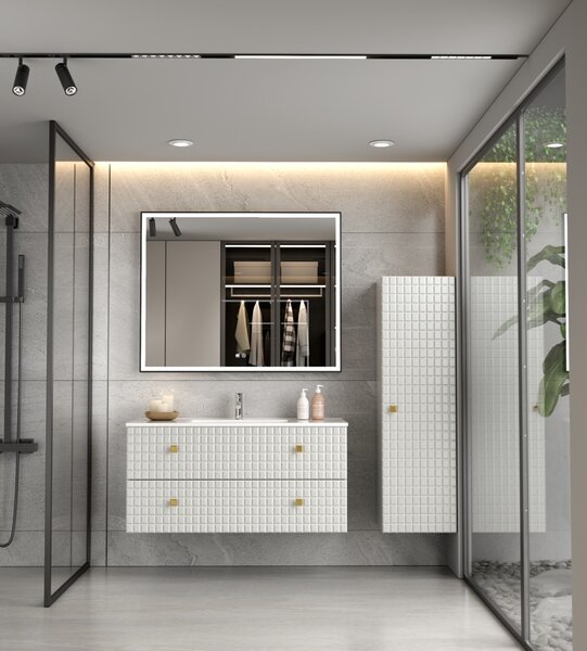Erga Samira, LED tükör 100x80cm fekete keretben, 2760 lm, 3 fényszín, első/hátsó világítás, ERG-V01-SAMIRA-1080-BK