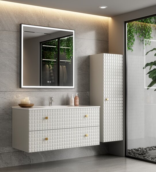 Erga Samira, LED tükör 80x80cm fekete keretben, 2415 lm, 3 fényszín, első/hátsó világítás, ERG-V01-SAMIRA-8080-BK