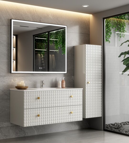 Erga Samira, LED tükör 100x80cm fekete keretben, 2760 lm, 3 fényszín, első/hátsó világítás, ERG-V01-SAMIRA-1080-BK