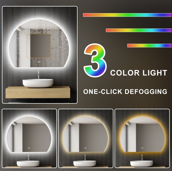 Erga Paloma, LED tükör 100x80cm, 2415 lm, 3 fényszín, ERG-V01-PALOMA-1080-CL