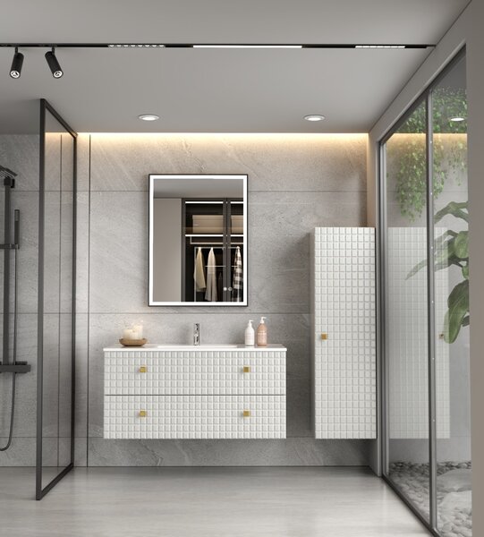 Erga Samira, LED tükör 60x80cm fekete keretben, 2185 lm, 3 fényszín, első/hátsó világítás, ERG-V01-SAMIRA-6080-BK