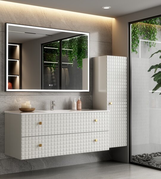 Erga Samira, LED tükör 120x80cm fekete keretben, 3105 lm, 3 fényszín, első/hátsó világítás, ERG-V01-SAMIRA-1280-BK