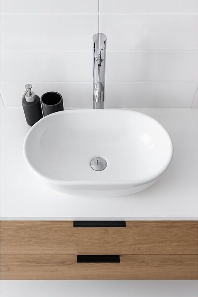 Erga Della, pultra szerelhető mosdó 475x340x140 mm, fényes fehér, ERG-V03-DELLA48-WH