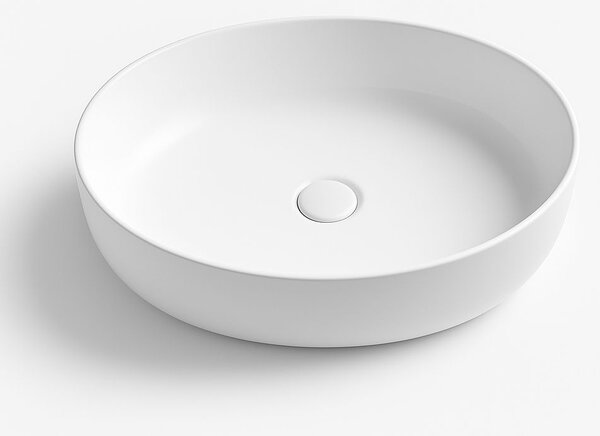 Erga Oval, pultra szerelhető mosdó 550x400x140 mm, fényes fehér, ERG-V03-OVAL55-WH