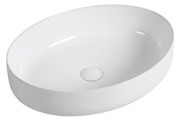 Erga Oval, pultra szerelhető mosdó 550x400x140 mm, fényes fehér, ERG-V03-OVAL55-WH