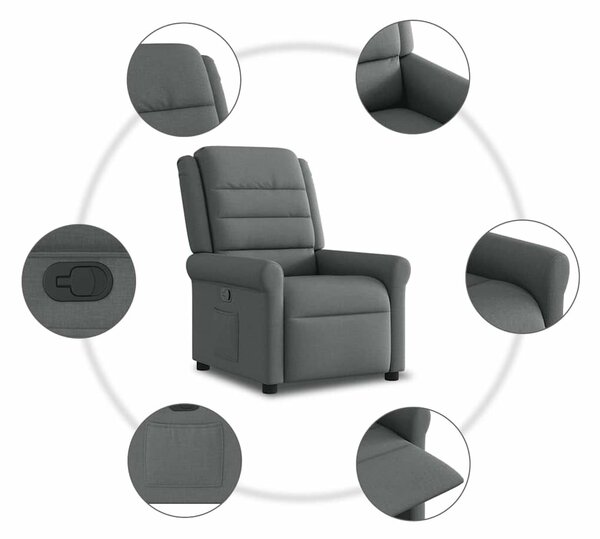 VidaXL sötétszürke szövet dönthető fotel