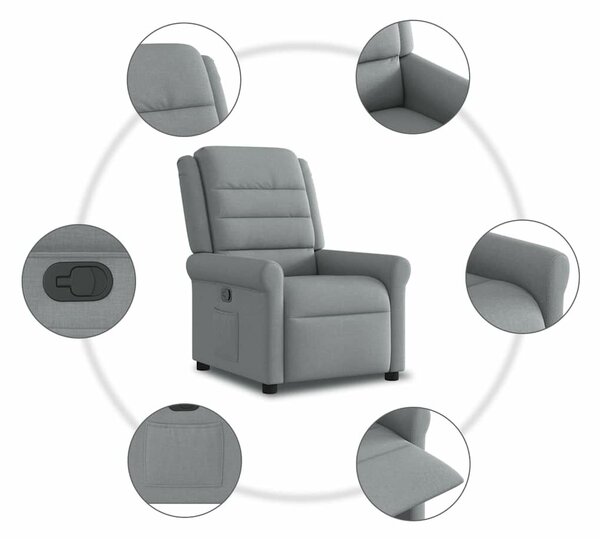 VidaXL világosszürke szövet dönthető fotel
