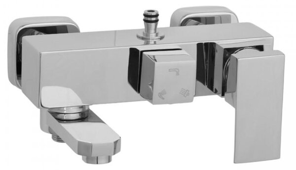 Erga Cube, zuhanycsaptelep kádtöltővel és felső zuhanyoszlop-csatlakozóval, 150 mm, króm, ERG-YKA-BW.CB-CHR