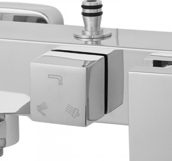 Erga Cube, zuhanycsaptelep kádtöltővel és felső zuhanyoszlop-csatlakozóval, 150 mm, króm, ERG-YKA-BW.CB-CHR