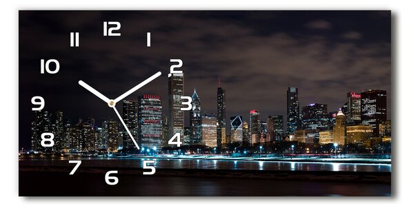 Négyszögletes üvegóra vízszintesen Chicago éjjel