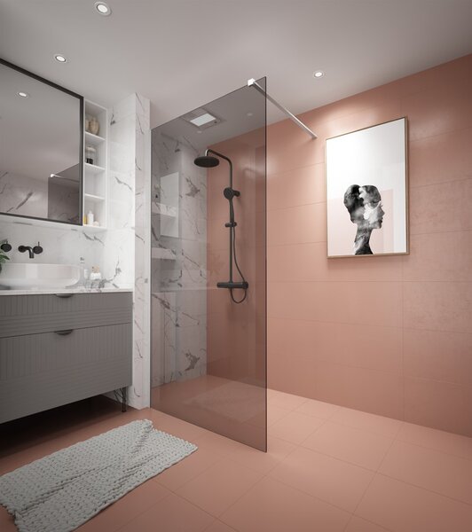 Erga Paris, Beépíthető zuhanykabin 60x200 cm, 8 mm-es szürke üveg, matt fehér profil, ERG-V02-PARIS-060x200-GR-WH