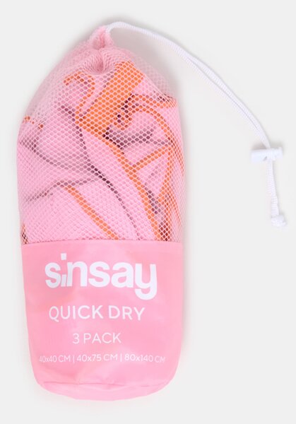 Sinsay - Gyorsan száradó törölköző készlet 3 pack - rózsaszín