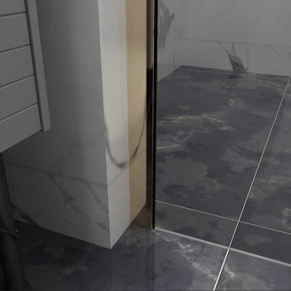 Erga Paris, Beépíthető zuhanykabin 50x200 cm, 8 mm-es szürke üveg, arany fényes profil, ERG-V02-PARIS-050x200-GR-GD