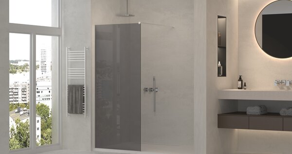 Erga Paris, üveg Walk-In zuhanykabinhoz 50x200 cm, 8 mm-es füstüveg, ERG-V02-PARIS-050x200-GR