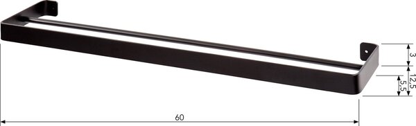 Fali törölközőtartó HANDY 60x12,5 cm, fekete