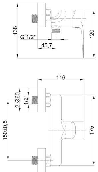 Invena Pinios, zuhanycsaptelep 150 mm, króm, INV-BN-92-001-X
