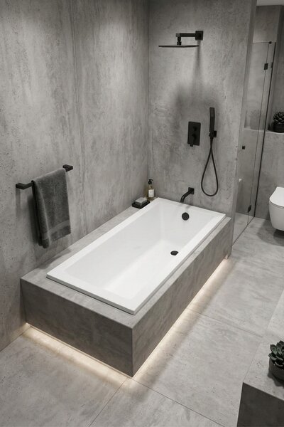 Erga Pureline-S, kád 1400x700x400 mm lábak nélkül, fényes fehér, ERG-V07-PURELINE-S-140x070-WH