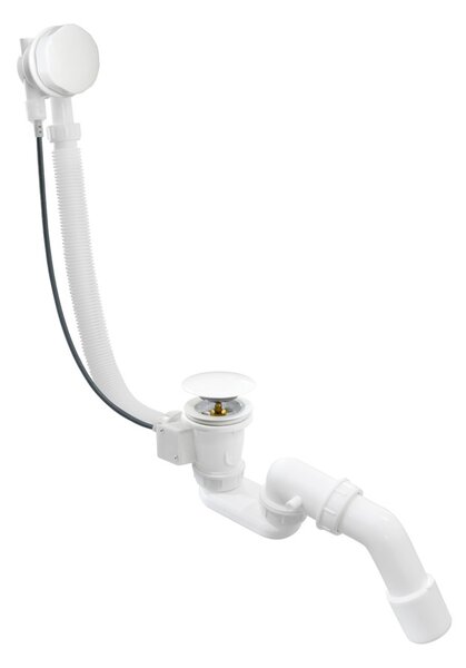 Erga Pureline, kád lefolyó- és túlfolyógarnitúra, 650 mm hosszú, bowden, fényes fehér, ERG-V08-PURELINE-SIPHON60-WH