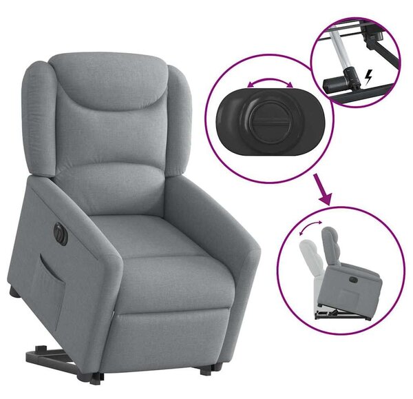 VidaXL elektromos felállást segítő világosszürke szövet dönthető fotel