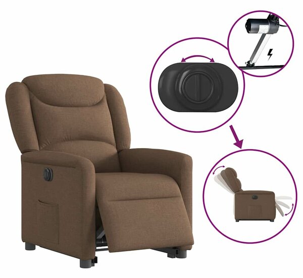 VidaXL elektromos felállást segítő barna szövet dönthető fotel